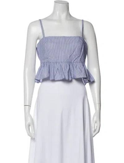 Pre-owned Ciao Lucia Striped Square Neckline Crop Top In White