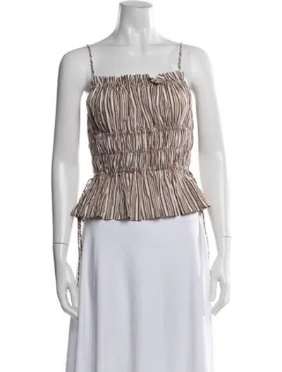 Pre-owned Ciao Lucia Striped Square Neckline Crop Top In White
