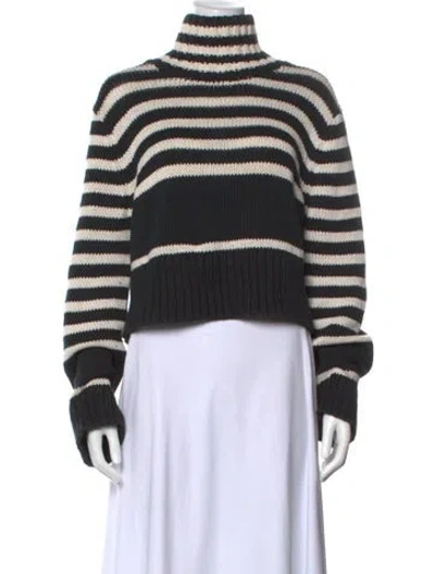 Pre-owned Ciao Lucia Striped Turtleneck Sweater In Black