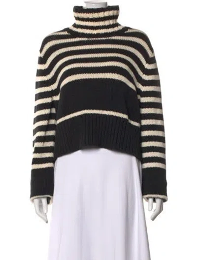 Pre-owned Ciao Lucia Striped Turtleneck Sweater In Black
