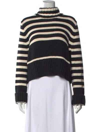 Pre-owned Ciao Lucia Striped Turtleneck Sweater In Black