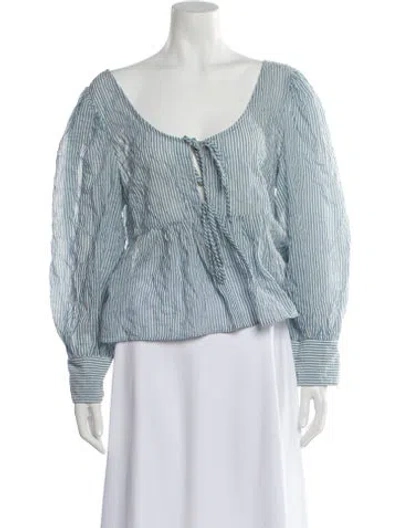 Pre-owned Ciao Lucia Striped V-neck Blouse In Blue