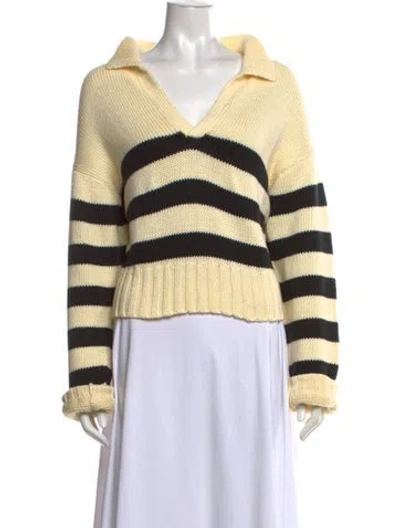 Pre-owned Ciao Lucia Striped V-neck Sweater In Black/neutrals