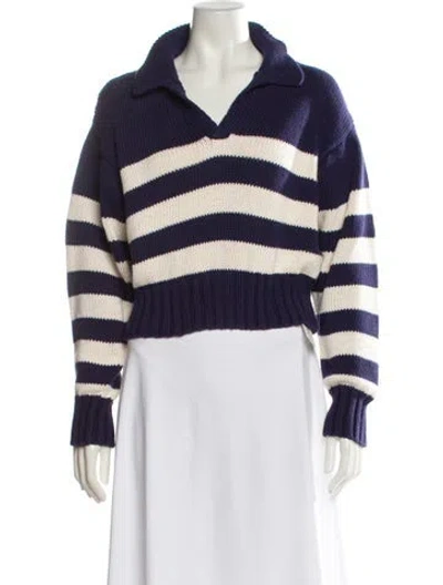 Pre-owned Ciao Lucia Striped V-neck Sweater In Blue
