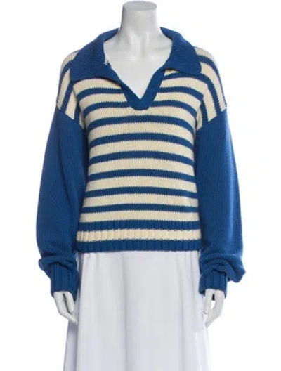 Pre-owned Ciao Lucia Striped V-neck Sweater In Blue