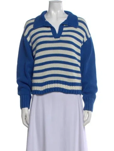 Pre-owned Ciao Lucia Striped V-neck Sweater In Blue