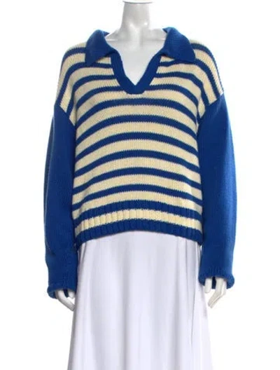 Pre-owned Ciao Lucia Striped V-neck Sweater In Blue