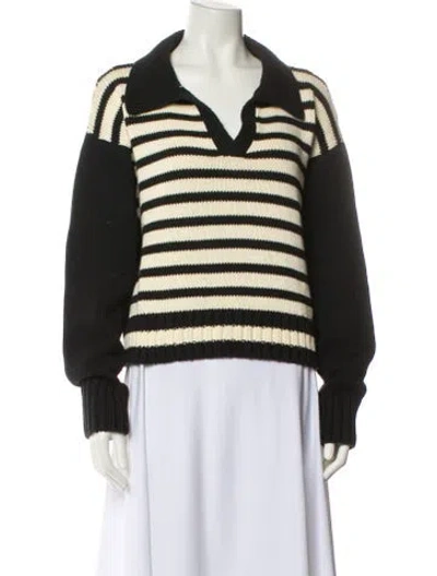 Pre-owned Ciao Lucia Striped V-neck Sweater In Green