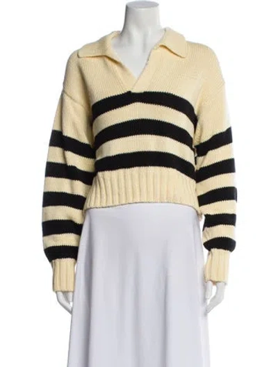 Pre-owned Ciao Lucia Striped V-neck Sweater W/ Tags In Neutral