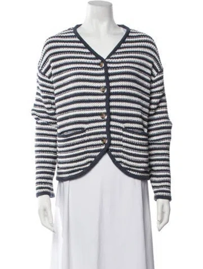 Pre-owned Ciao Lucia Striped V-neck Sweater In White