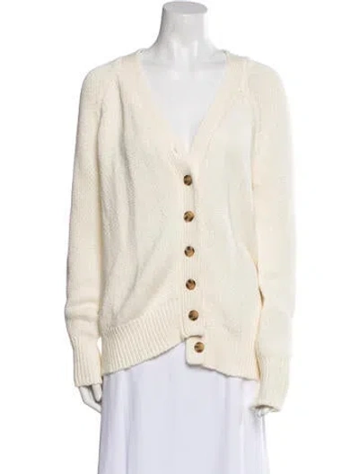 Pre-owned Ciao Lucia Supima Cotton V-neck Sweater In Neutral