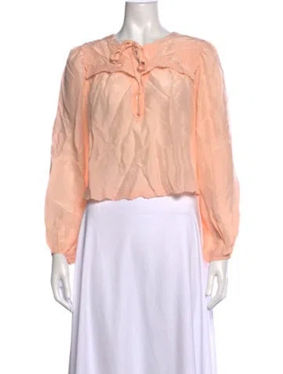 Pre-owned Ciao Lucia Tie Neck Long Sleeve Blouse In Orange