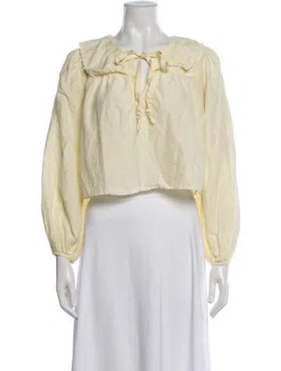 Pre-owned Ciao Lucia Tie Neck Long Sleeve Blouse In Yellow
