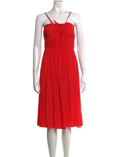 Pre-owned Ciao Lucia Tie Neck Midi Length Dress In Red