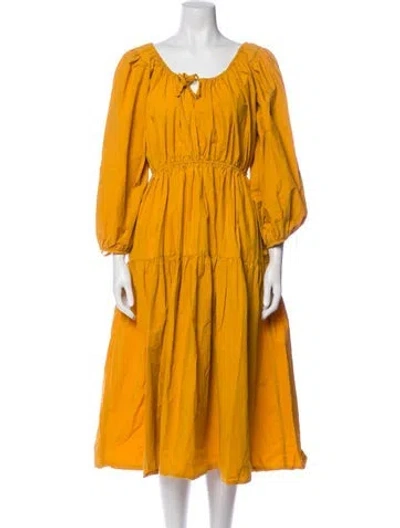 Pre-owned Ciao Lucia Tie Neck Midi Length Dress In Yellow