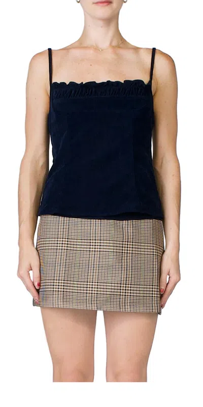 Ciao Lucia Tomasina Velvet Tank Top In Midnight Navy In Black