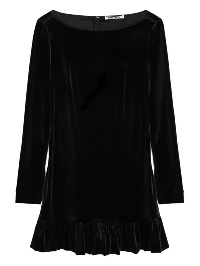 Ciao Lucia Velvet Ruffle-hem Dress In Black