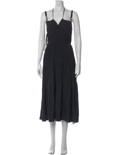 Pre-owned Ciao Lucia V-neck Long Dress In Black