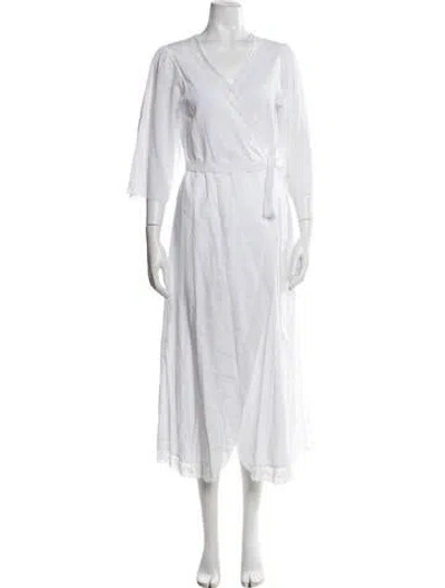 Pre-owned Ciao Lucia V-neck Long Dress In White