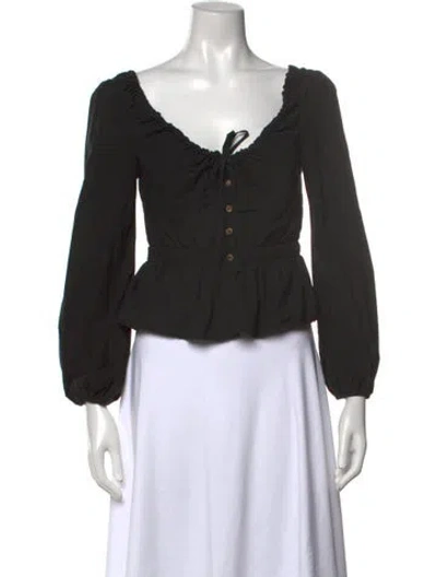 Pre-owned Ciao Lucia V-neck Long Sleeve Blouse In Black