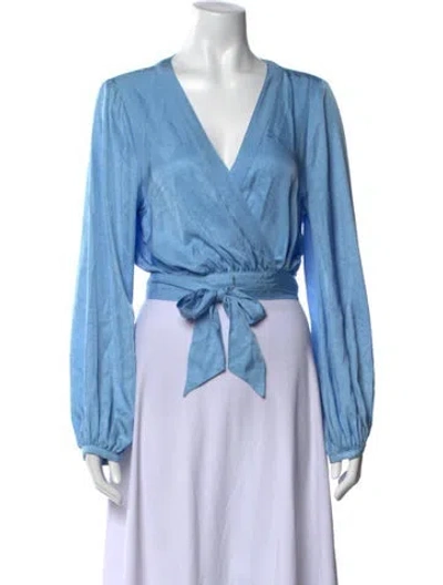 Pre-owned Ciao Lucia V-neck Long Sleeve Blouse In Blue