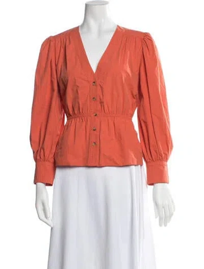 Pre-owned Ciao Lucia V-neck Long Sleeve Blouse In Orange