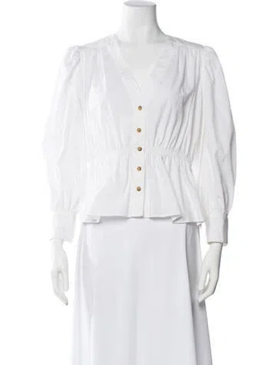 Pre-owned Ciao Lucia V-neck Long Sleeve Blouse In White