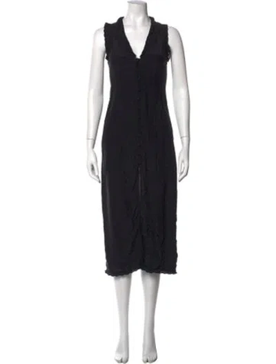 Pre-owned Ciao Lucia V-neck Midi Length Dress In Black