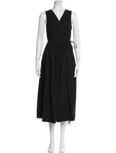 Pre-owned Ciao Lucia V-neck Midi Length Dress In Black