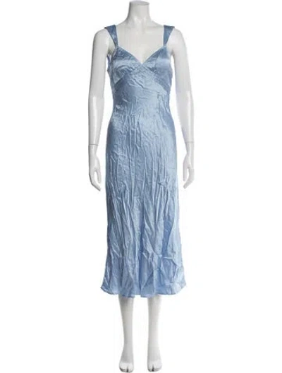Pre-owned Ciao Lucia V-neck Midi Length Dress In Blue