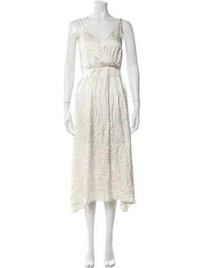 Pre-owned Ciao Lucia V-neck Midi Length Dress In Neutral