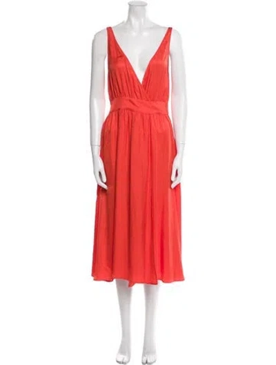 Pre-owned Ciao Lucia V-neck Midi Length Dress In Orange