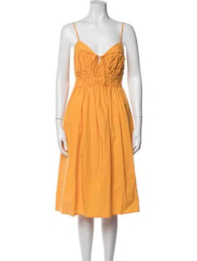 Pre-owned Ciao Lucia V-neck Midi Length Dress In Orange