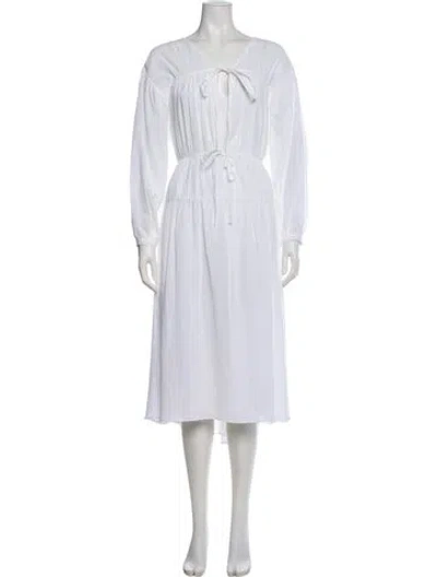 Pre-owned Ciao Lucia V-neck Midi Length Dress In White