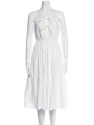 Pre-owned Ciao Lucia V-neck Midi Length Dress In White