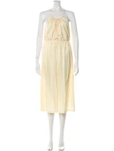Pre-owned Ciao Lucia V-neck Midi Length Dress In Yellow
