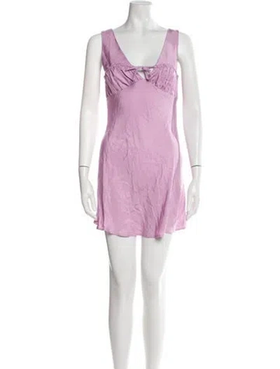Pre-owned Ciao Lucia V-neck Mini Dress In Purple