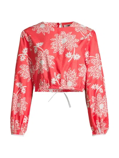 Ciao Lucia Women's Aleka Floral Long-sleeve Crop Top In Red Multi