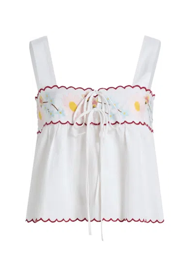 Ciao Lucia Women's Ander Embroidered Cotton-linen Top In White