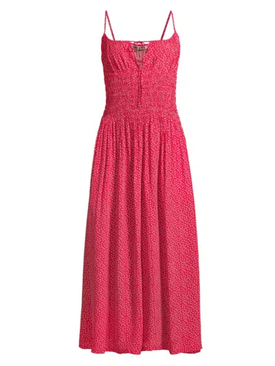 Ciao Lucia Women's Barbara Floral Keyhole Midi-dress In Red