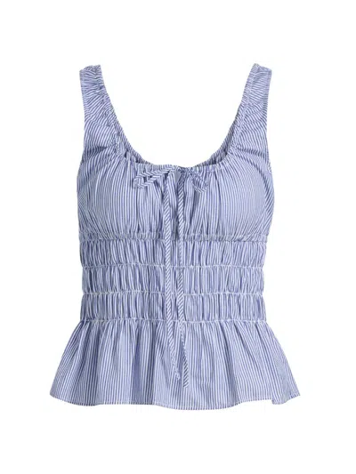 Ciao Lucia Women's Gigi Smocked Striped Cotton Sleeveless Top