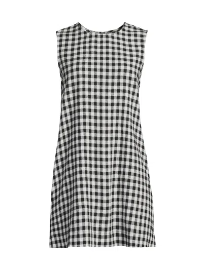 Ciao Lucia Women's Indus Gingham Linen-blend Shift Dress In Black White Gingham