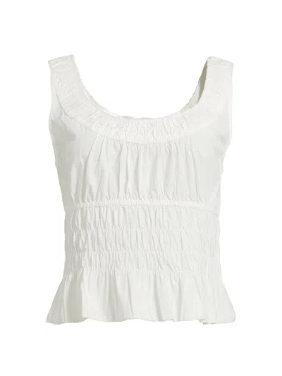 Ciao Lucia Women's Louisa Cotton Poplin Shirred Top In White