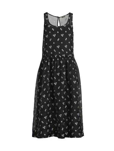 Ciao Lucia Women's Mariella Floral-embroidered Silk Organza Midi-dress In Black
