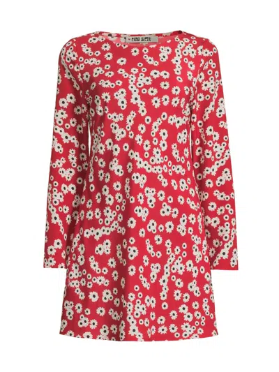 Ciao Lucia Women's Patrice Floral A-line Long-sleeve Minidress In Red