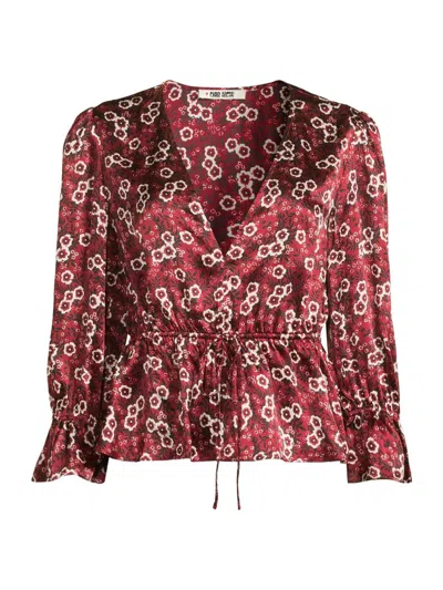Ciao Lucia Women's Renata Floral Silk Charmeuse Top In Ruby