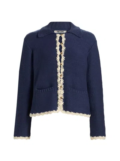Ciao Lucia Women's Reyla Crochet-trimmed Cardigan In Midnight