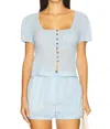 Ciao Lucia Risi Gingham Button-front Top In Blue