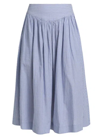 Ciao Lucia Women's Zoe Striped Midi-skirt In Blue