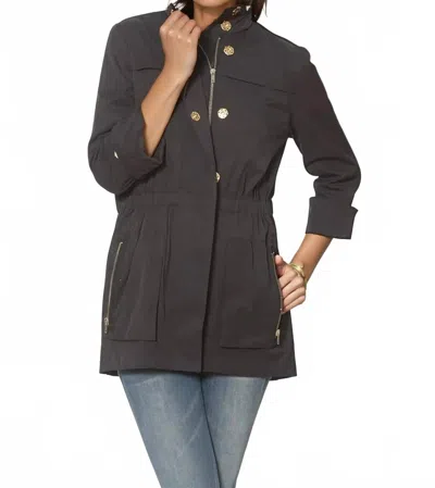 Ciao-milano Anna Waterproof Cinch Waist Rain Jacket In Black